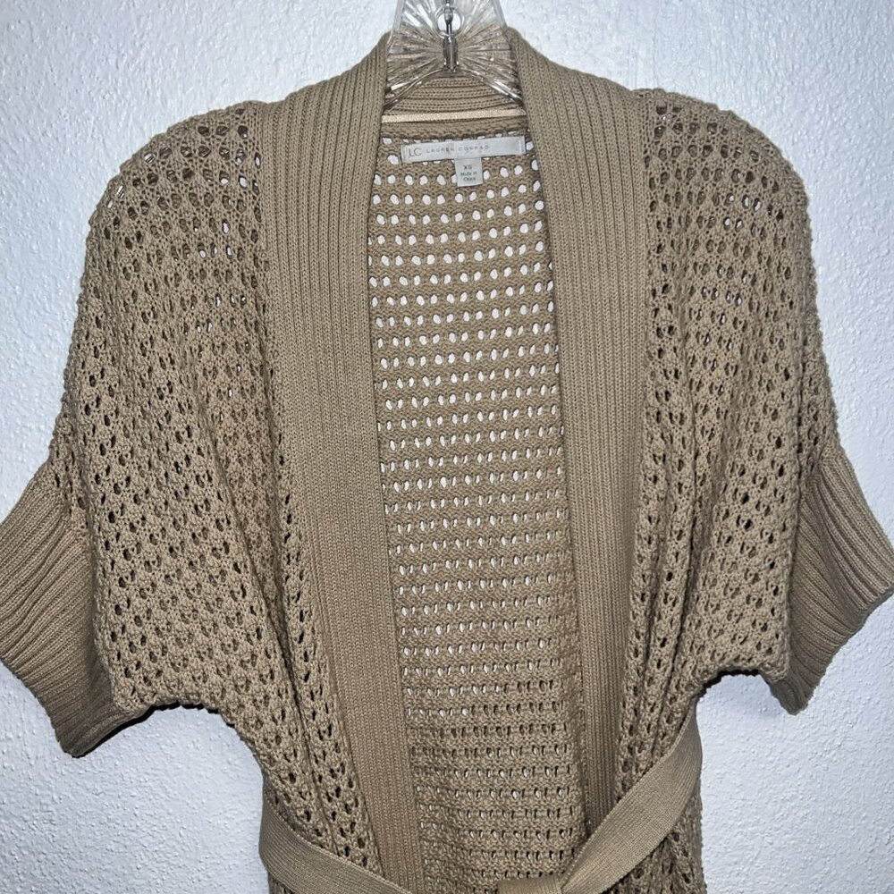 LC Lauren Conrad Womens Open knit Belted size XS CARDIGAN FAIRY LONG BEACH BOHO - Picture 2 of 8